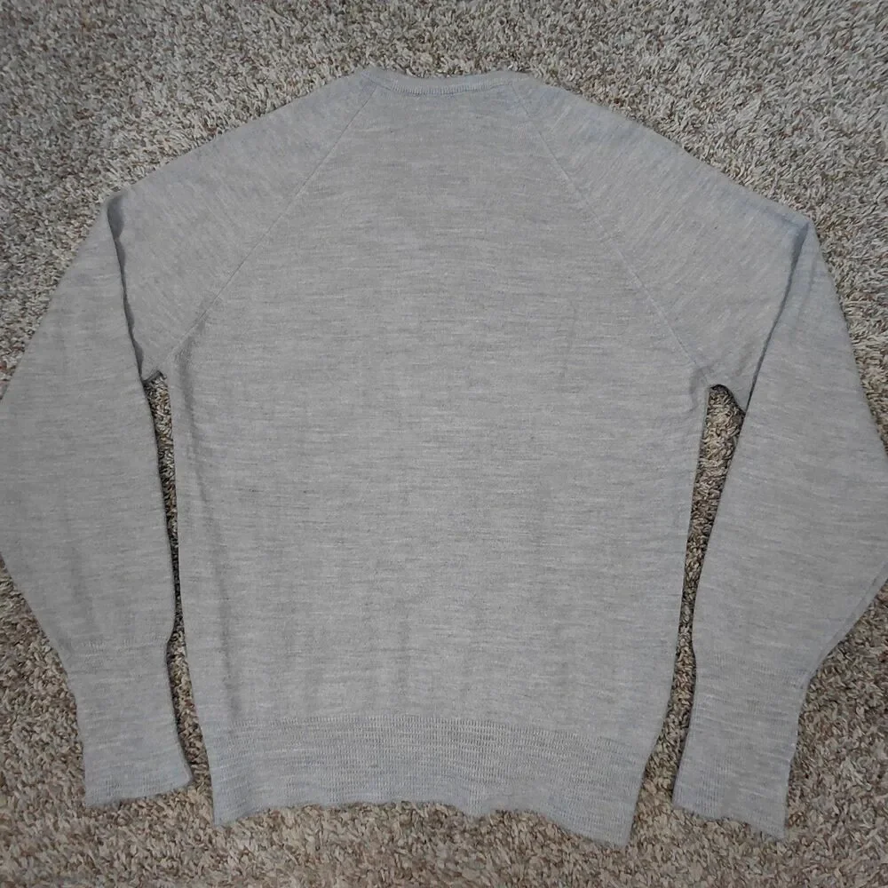 Vintage Christian Dior Pullover Sweater Mens Medium Gray Orlon Arylic V-Neck